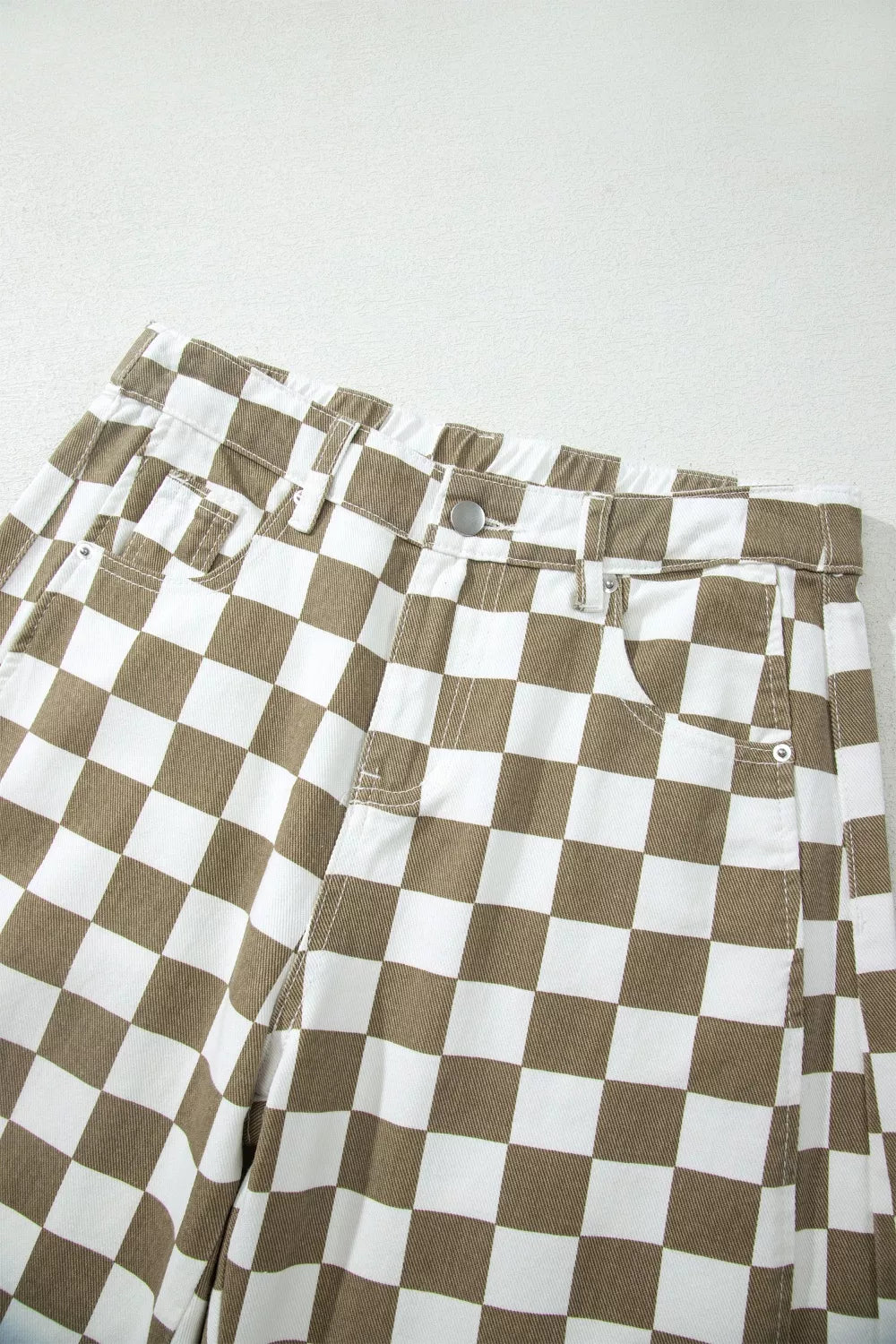 Women’s checkered denim barrel trousers product image