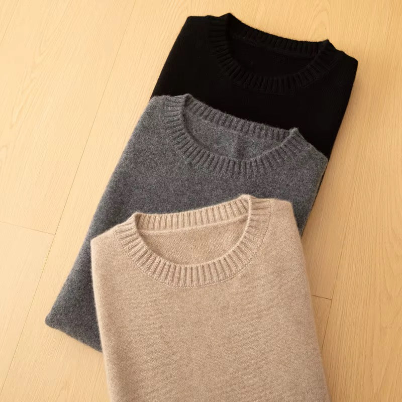 Premium Cashmere Sweater – Black, Skin & Charcoal Grey