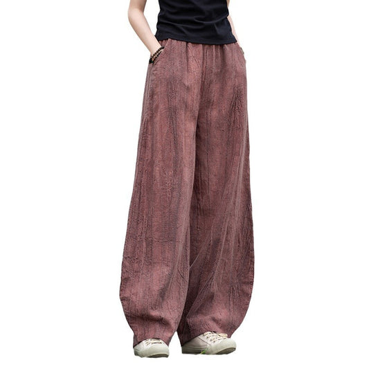 Ramie tie dye used casual pants cotton and linen women's clothing women's cotton and linen lantern pants