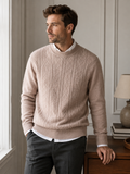 Men’s Cable Knit Sweater-100% Merino Wool