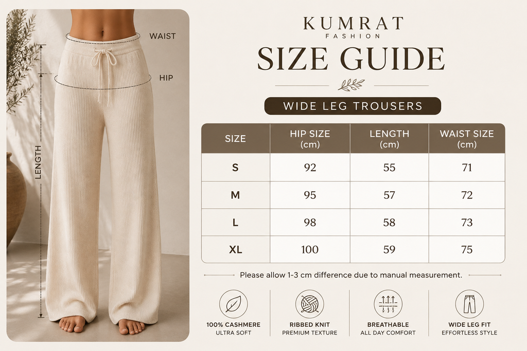 Women’s Cashmere Ribbed Wide-Leg Trousers