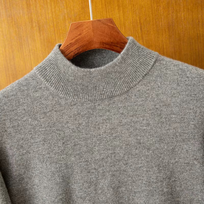 Men’s Premium Mock Neck Knit Sweater – Soft Touch Ribbed Jumper