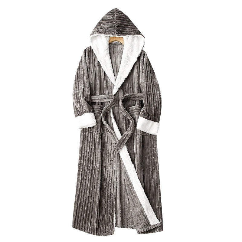 Couple's sleeping robe European size extra long plus fat hooded men's and women's bathrobe rrkcq5-sy.myshopify.com