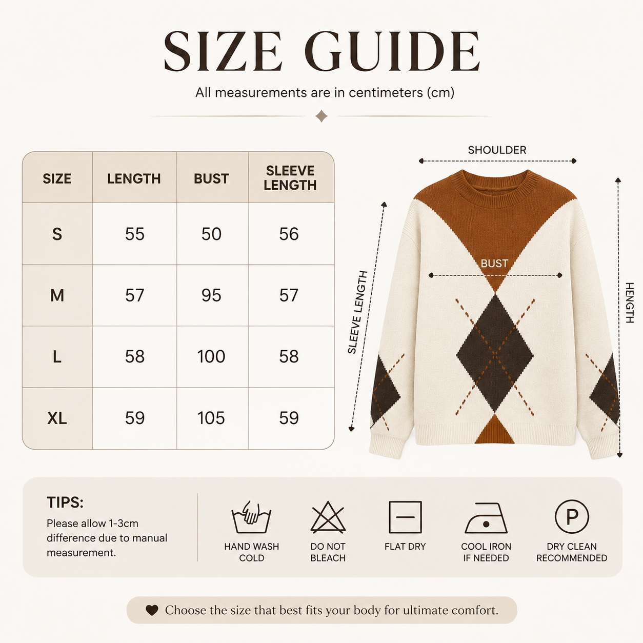 Women’s Argyle Knit Sweater-100% Cashmere