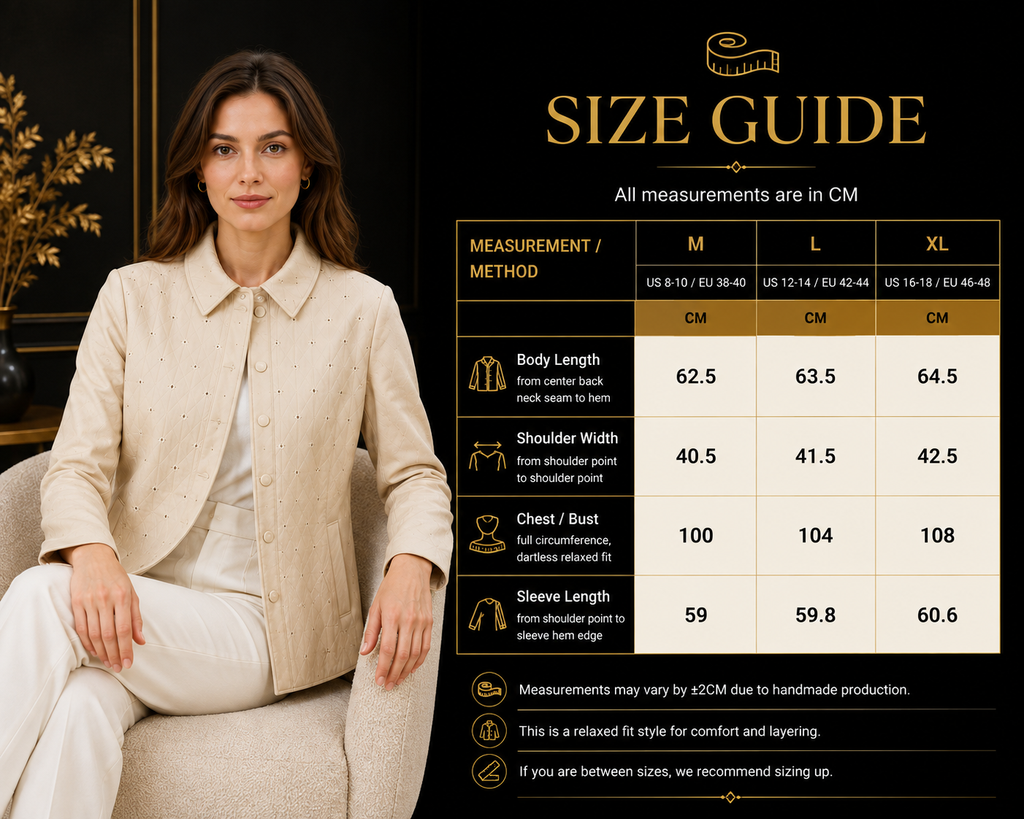 Women’s Genuine Leather Diamond-Quilted Jacket