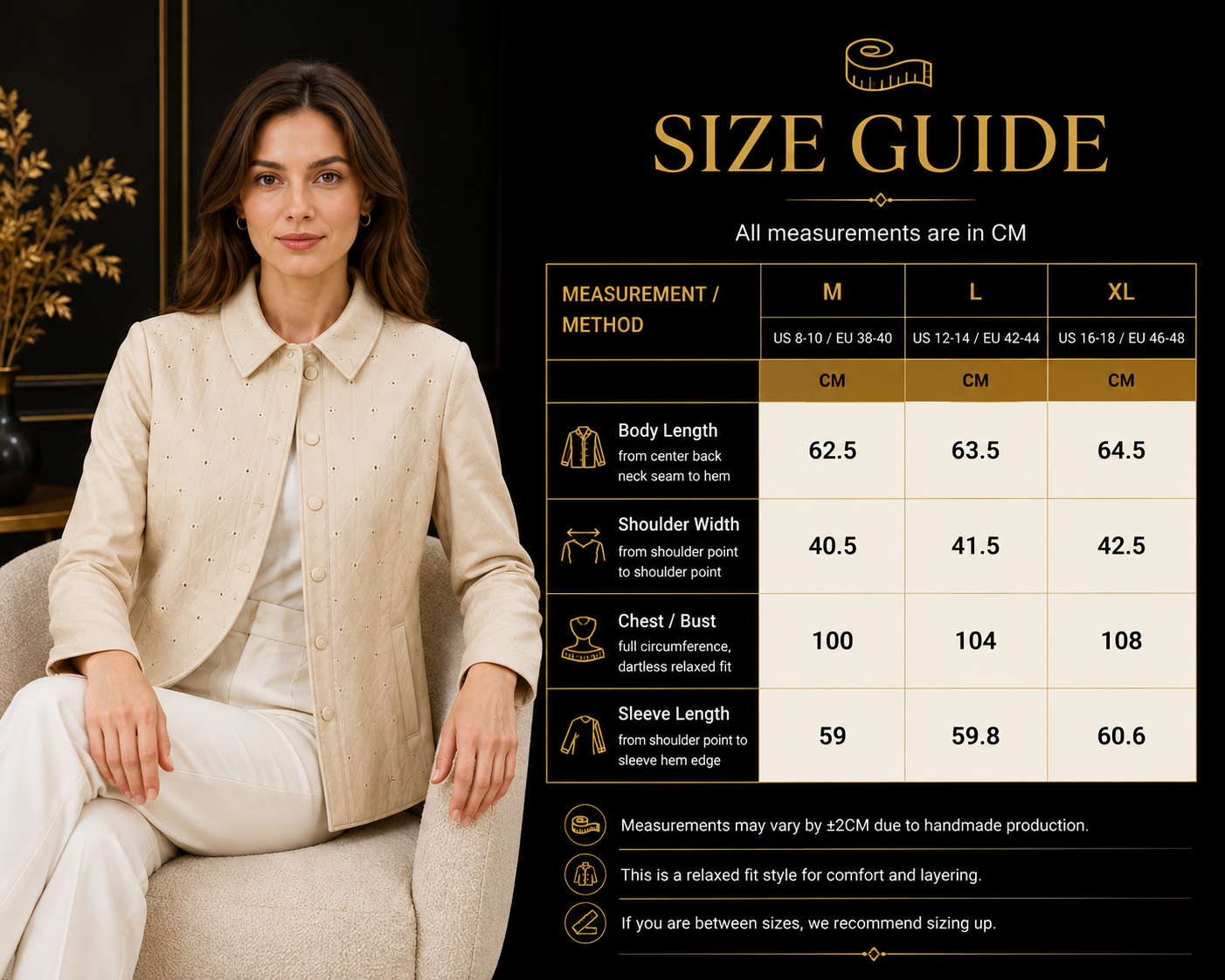 Women’s Genuine Leather Diamond-Quilted Jacket