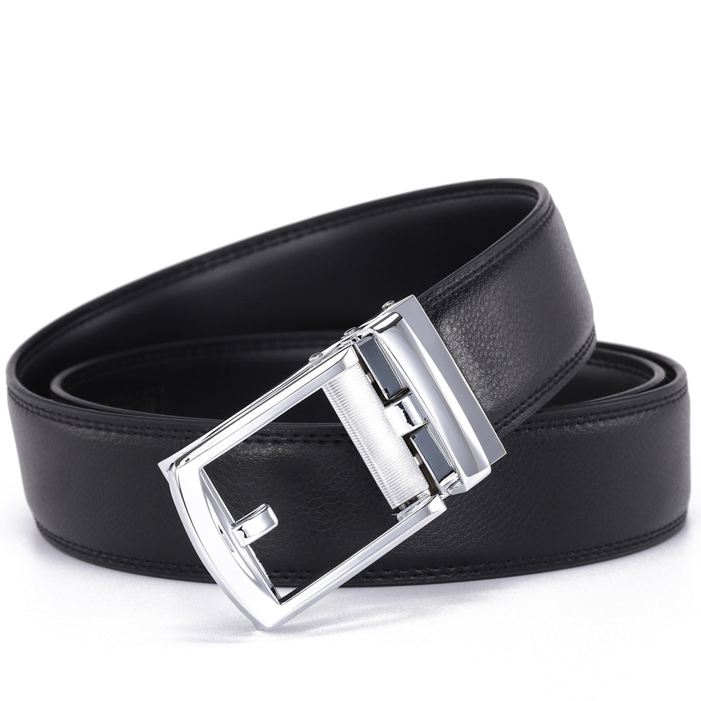 Genuine leather belt men's automatic buckle belt cowhide belt fake needle buckle belt