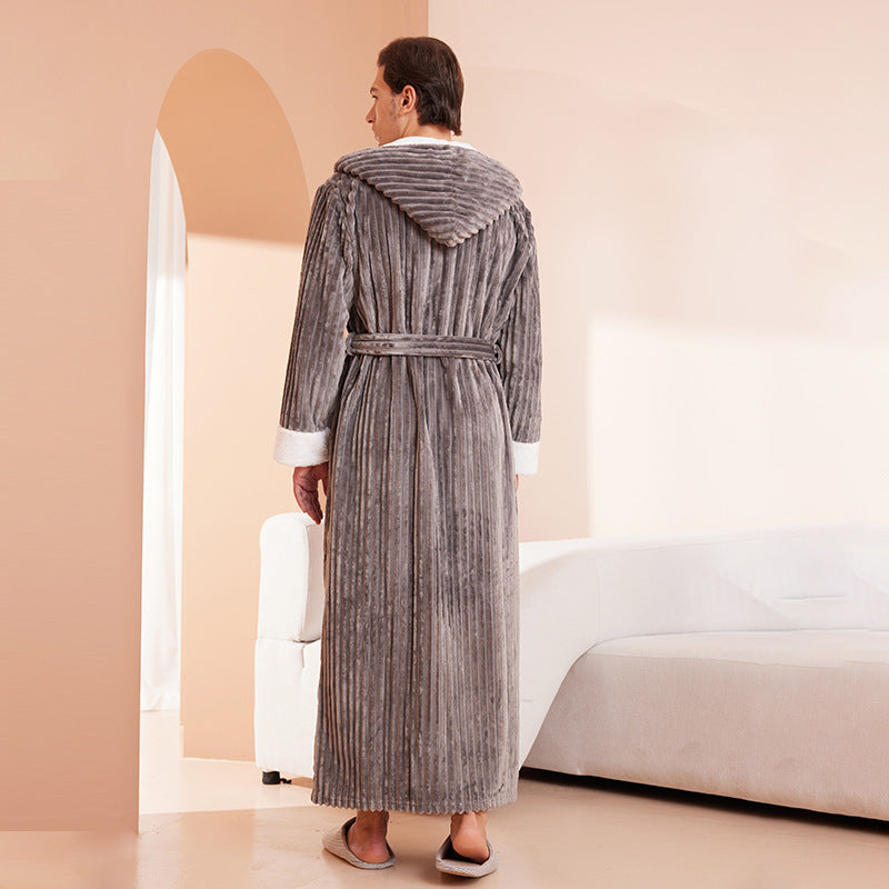 Couple's sleeping robe European size extra long plus fat hooded men's and women's bathrobe rrkcq5-sy.myshopify.com