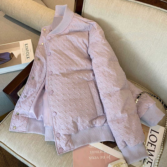 Purple Thickened Baseball Jacket Cotton Jacket For Women In Winter New Winter Small Short Ins Port Style Jacket rrkcq5-sy.myshopify.com