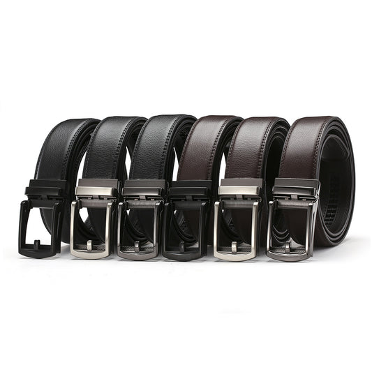 Genuine leather belt men's automatic buckle belt cowhide belt fake needle buckle belt