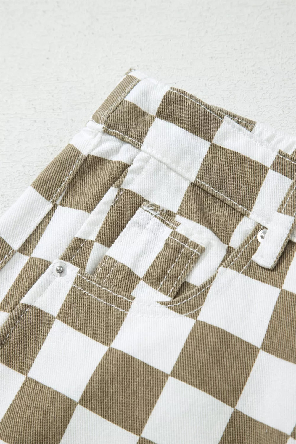 Women’s checkered denim barrel trousers product image