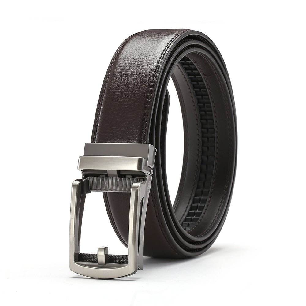 Genuine leather belt men's automatic buckle belt cowhide belt fake needle buckle belt