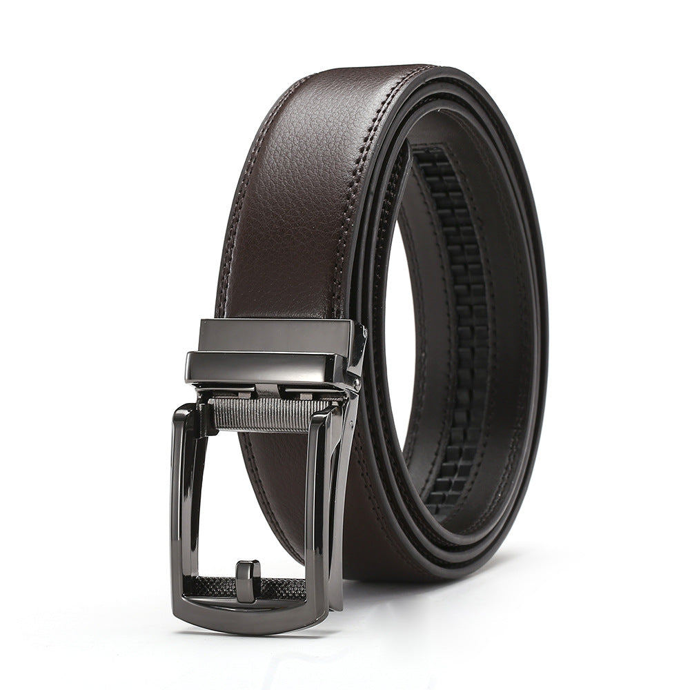 Genuine leather belt men's automatic buckle belt cowhide belt fake needle buckle belt