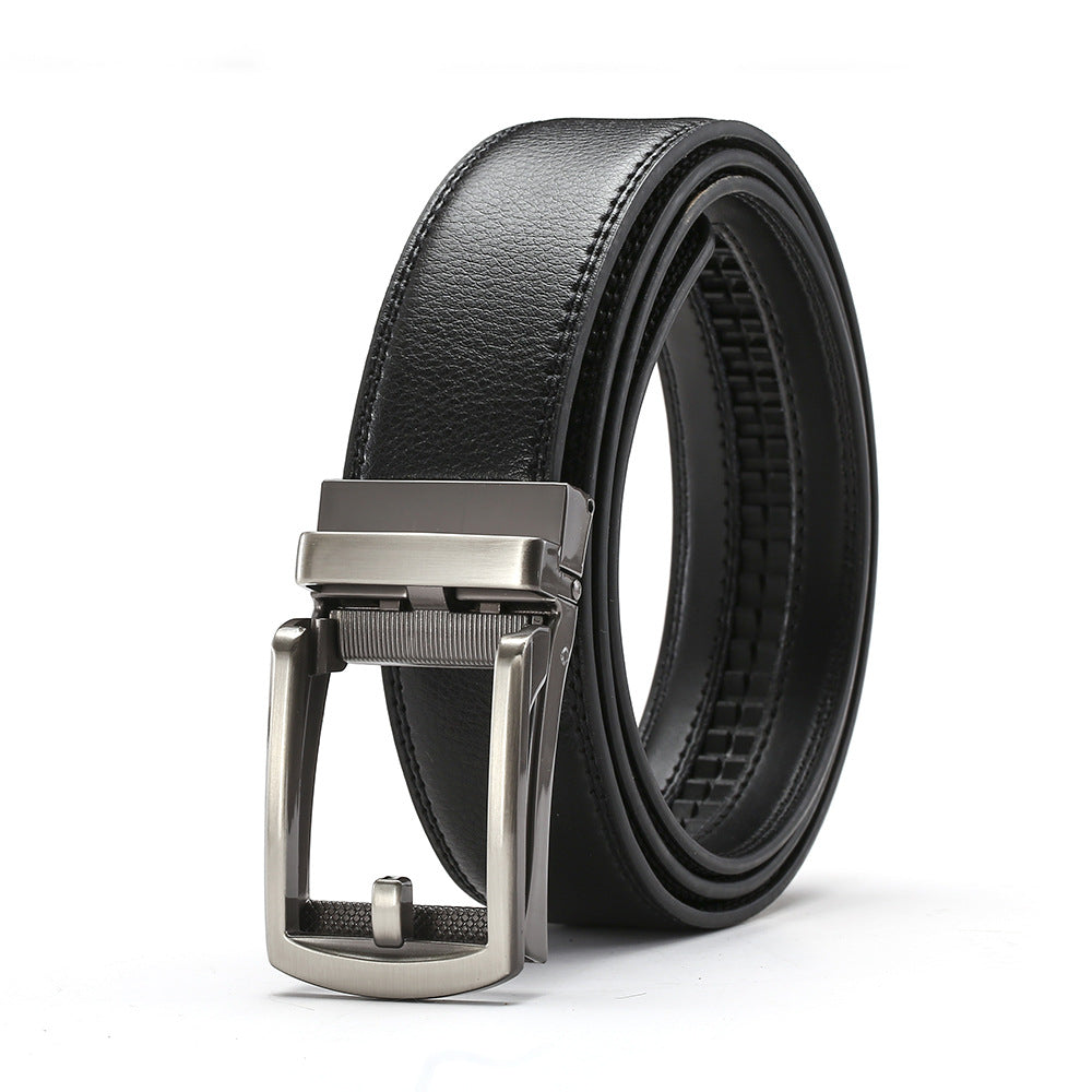 Genuine leather belt men's automatic buckle belt cowhide belt fake needle buckle belt