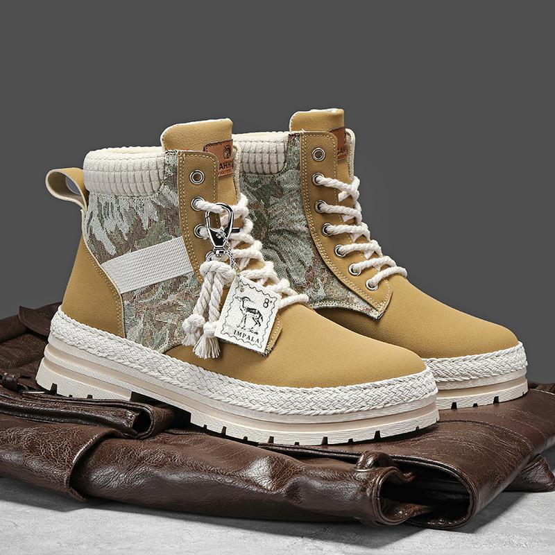 Autumn canvas high top shoes men's casual motorcycle short boots workwear boots hiking Martin boots board shoes