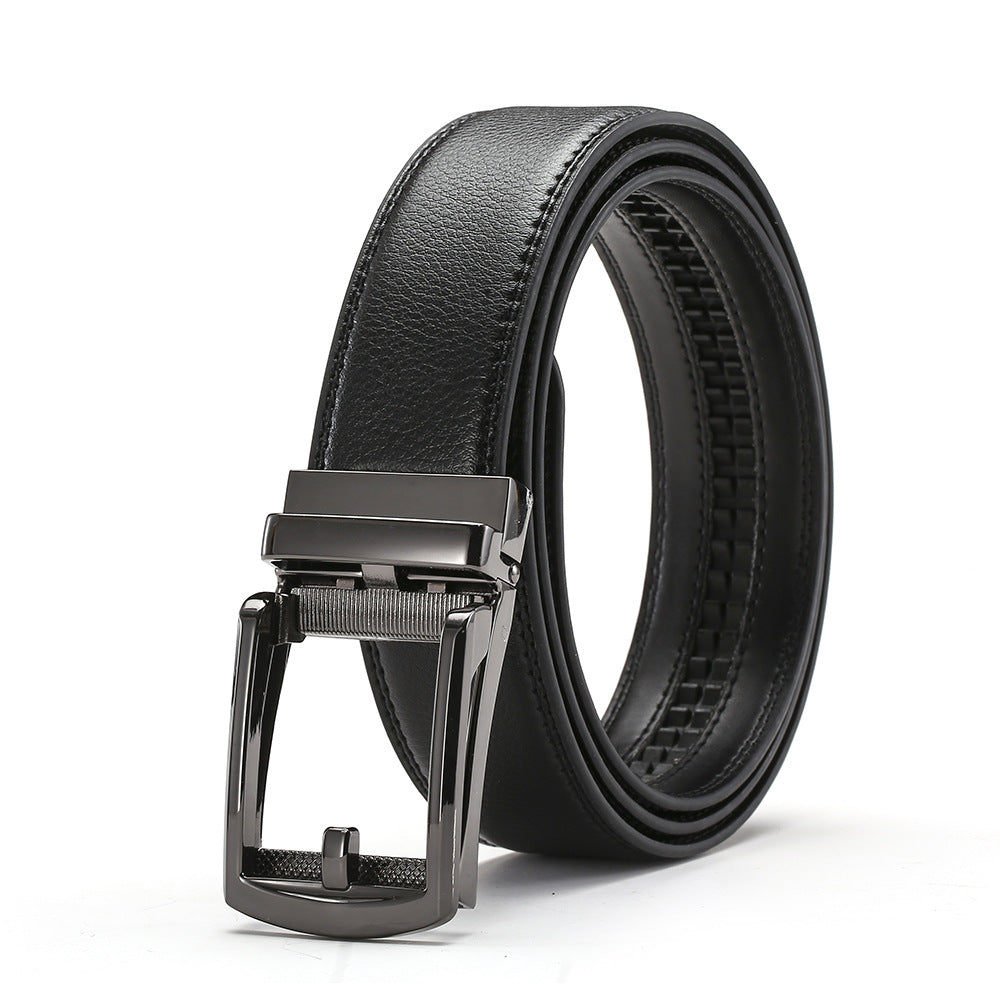 Genuine leather belt men's automatic buckle belt cowhide belt fake needle buckle belt