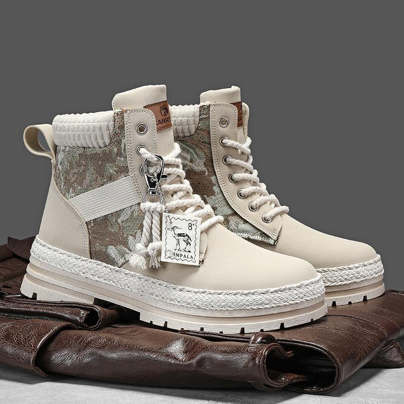 Autumn canvas high top shoes men's casual motorcycle short boots workwear boots hiking Martin boots board shoes