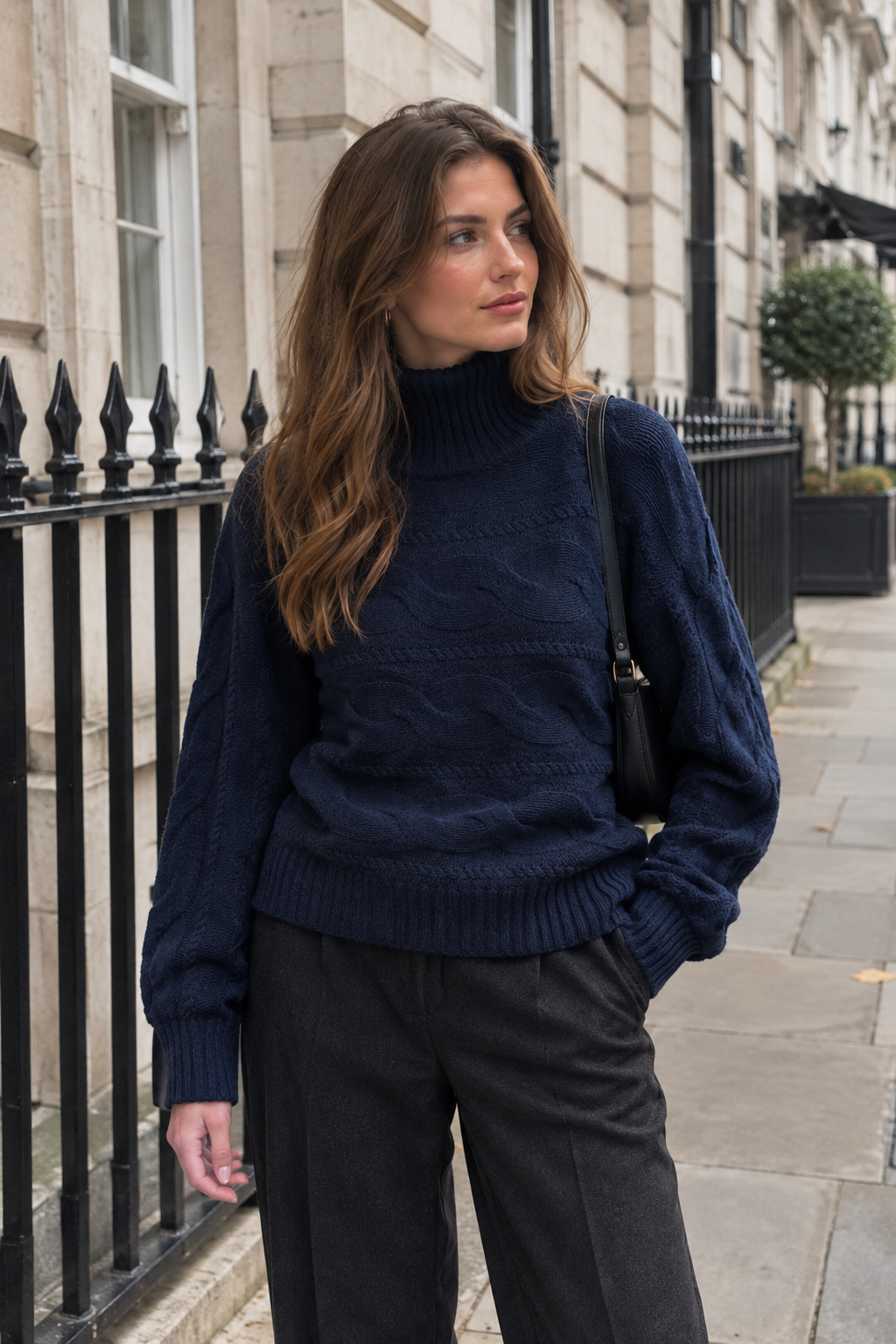 Women's Cable-Knit Turtleneck Jumper