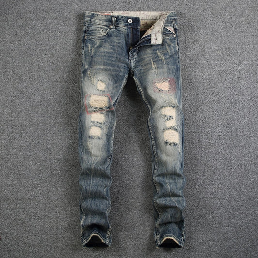 Mens Jeans Destroyed Ripped Jeans For Men Casual Pants Slim Fit Brand Streetwear Stretch Biker Jeans Trousers rrkcq5-sy.myshopify.com