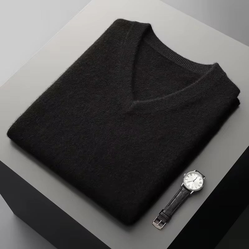 Men’s V-Neck Knitted Vest Sleeveless Sweater - 100% Merino Wool