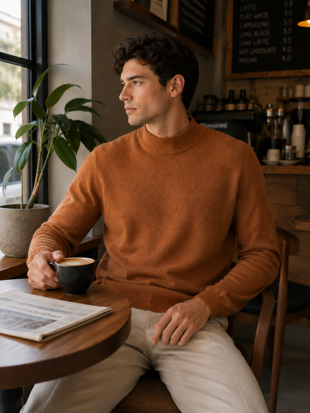 Men’s Premium Mock Neck Knit Sweater – Soft Touch Ribbed Jumper
