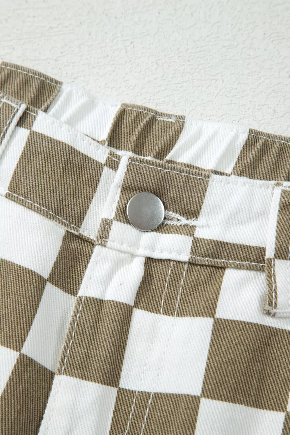 Women’s checkered denim barrel trousers product image