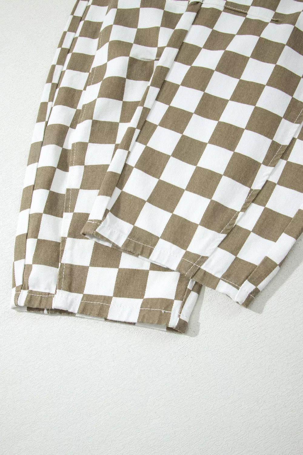 Women’s checkered denim barrel trousers product image
