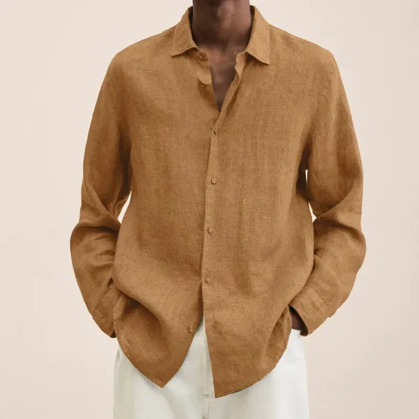 Cotton All Seasons Universal V-Neck Loose Button Cotton Linen Solid Shirt Shirt M-5XL