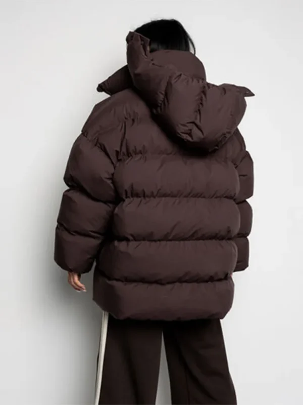 Fashion Thicken Hooded Cotton Jacket For Women Oversize Long Sleeve Zipper Warm Coat Winter Female Street Loose Parkas Outerwear