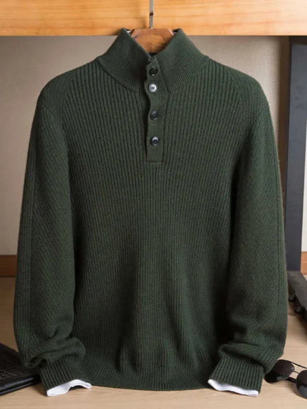 Star cashmere sweater with stand-up collar for young men in winter loose sweater 100% pure cashmere sweater