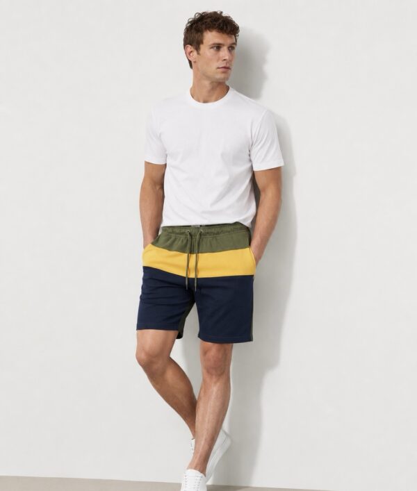 Mens Slim Fit Contrast Fleece Shorts