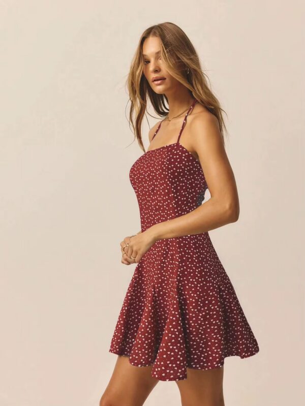 Womens Cotton Floral Halter Mini Dress